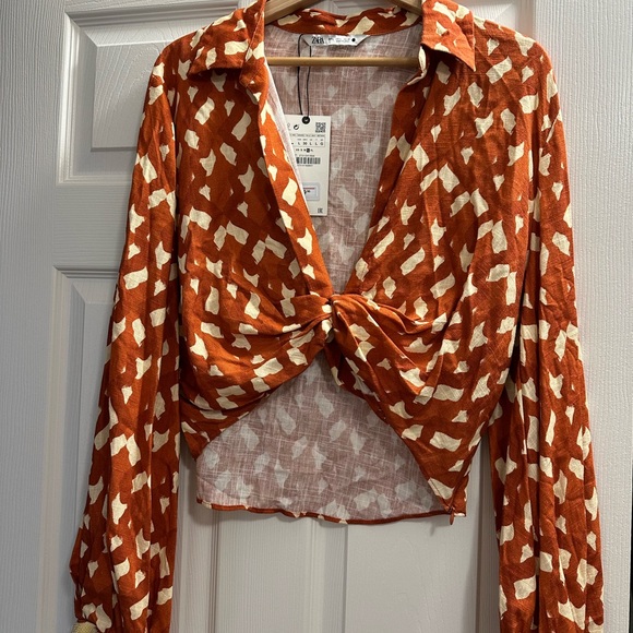 Zara Linen Blend Terracota Top - Picture 3 of 11